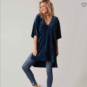 Free People Luxe Jewel Crushed Velvet Tunic Sz S